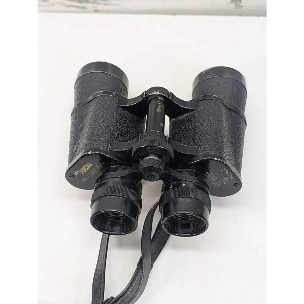 Vintage Focal 7x35 Binoculars Japan Special Coated Field 7° Kresge Detroit Strap